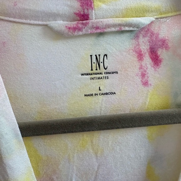 INC International Concepts Lace Trim Tie Dye Short Robe L - Picture 4 of 8